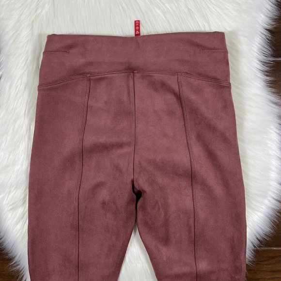 Spanx Size Small Petite Rich Rose Faux Suede Leggings Pants - Picture 9 of 10
